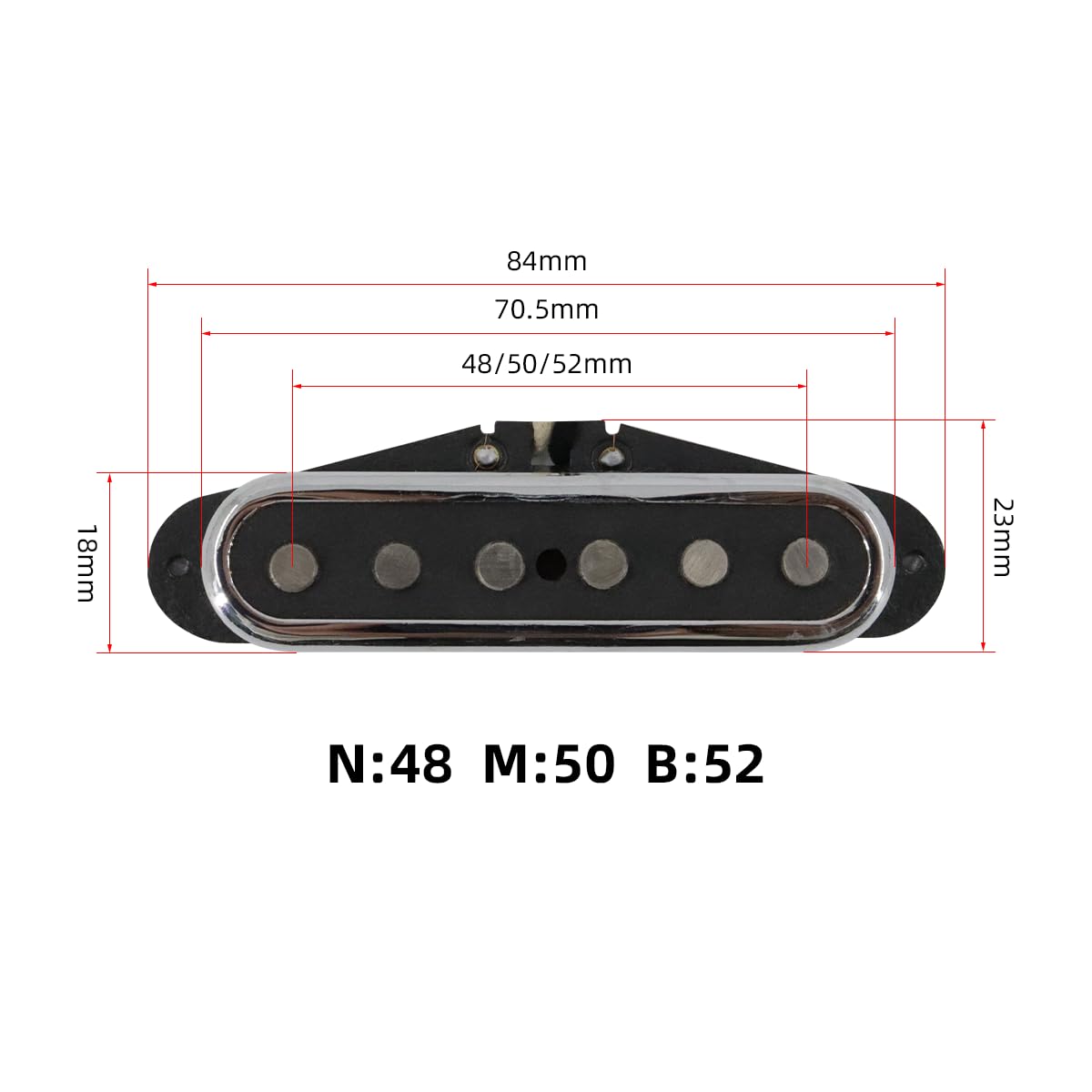 84mm  
70.5mm  
48/50/52mm  
18mm  
23mm  

N:48  
M:50  
B:52