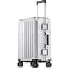 Front. LUGGEX - LUGGEX 20 Inch Carry On Luggage Zipperless Aluminum Frame Hardside 100% PC Suitcase 8010S - ZX-Core - Silver.