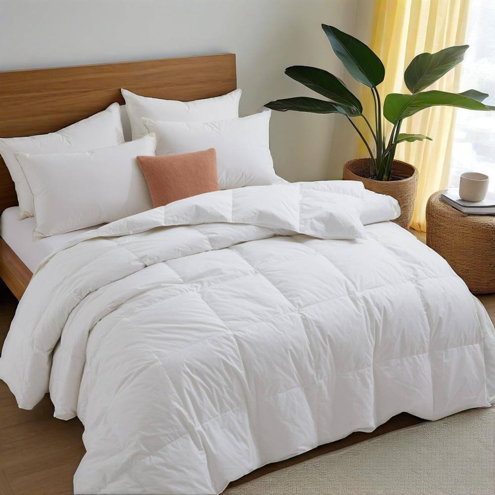 Angle. Peace Nest - Peace Nest All Season 100% Cotton White Goose Feather Down Comforter Duvet Insert, Full/Queen - White.