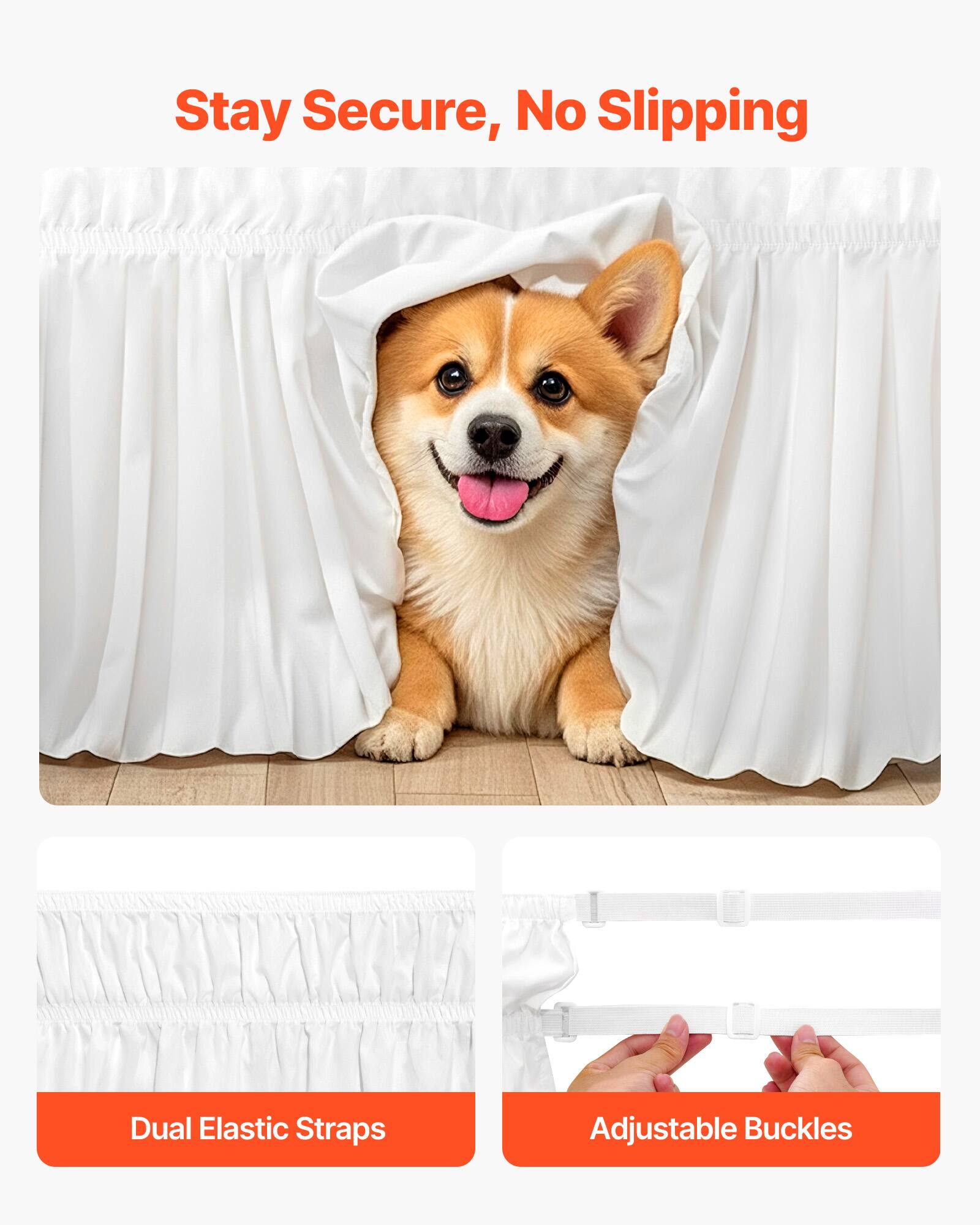 Stay Secure, No Slipping

Dual Elastic Straps

Adjustable Buckles