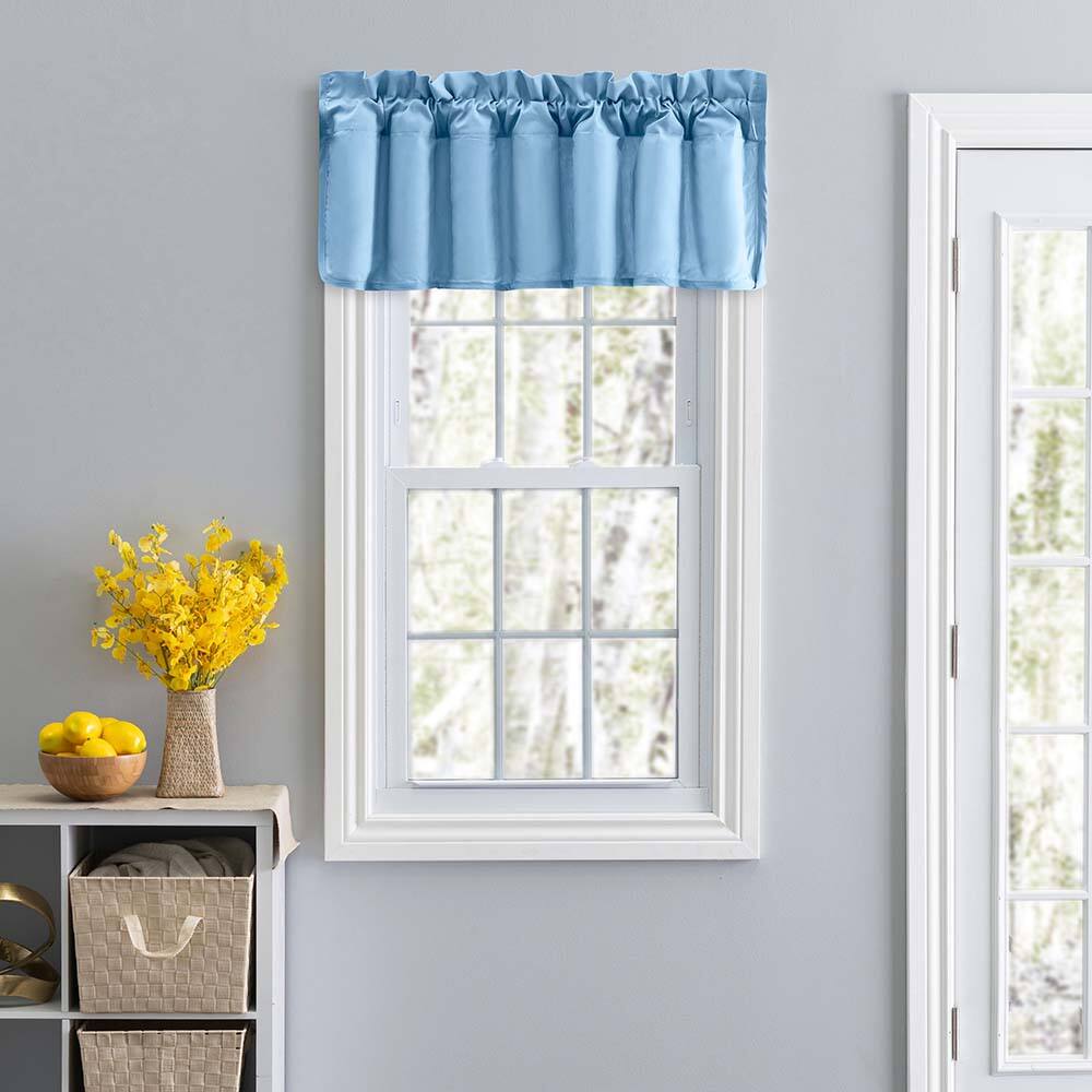 Angle. Ellis Curtain - Ellis Stacey 3" Rod Pocket High Quality Fabric Solid Color Window Lined Filler Valance 42"x13" Slate - Slate.