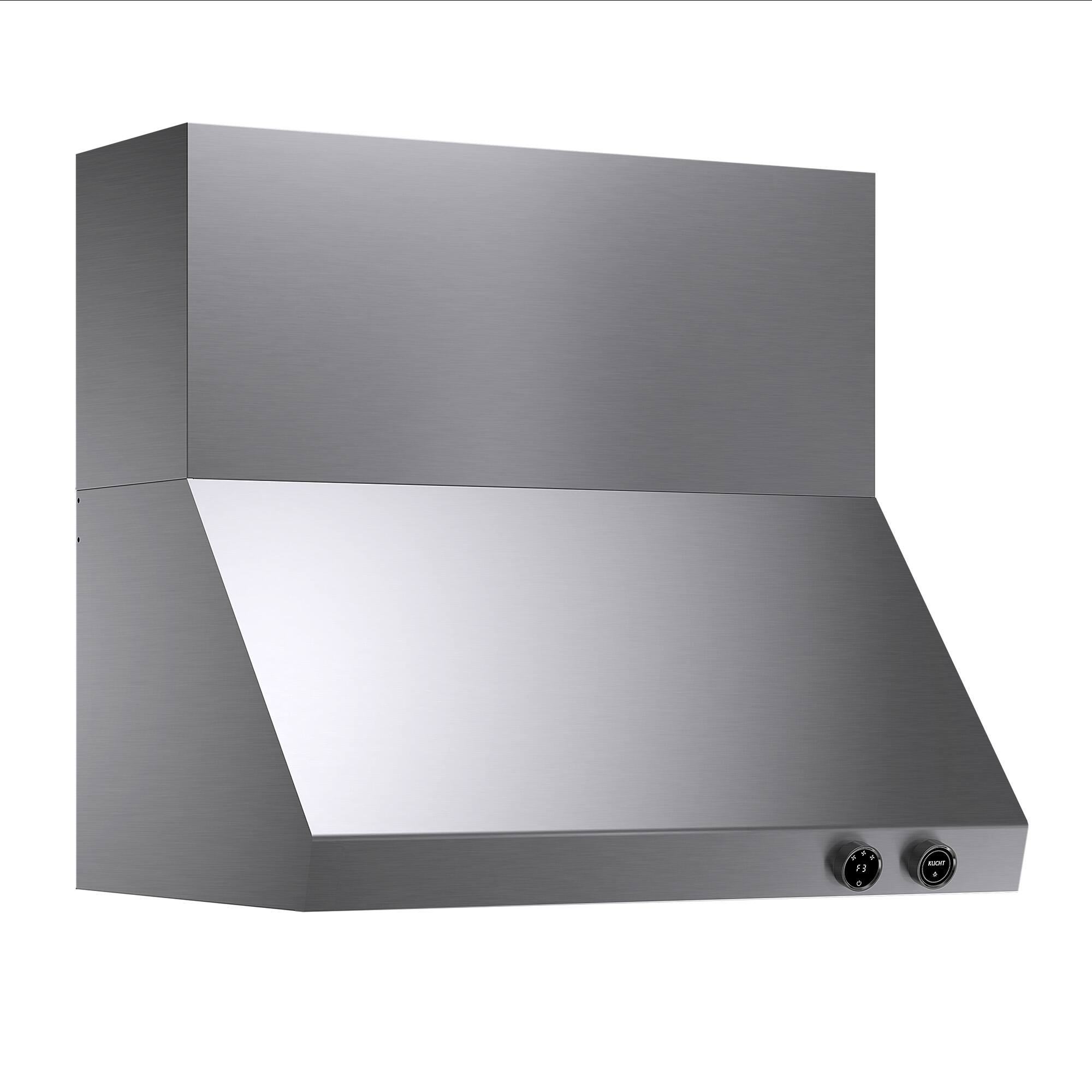 Alt View 9. Kucht - 36 in. 5.2 cu. ft. 6 Burners Dual Fuel Range for Natural Gas in Stainless Steel + Wall Mount Range Hood - Stainless Steel.