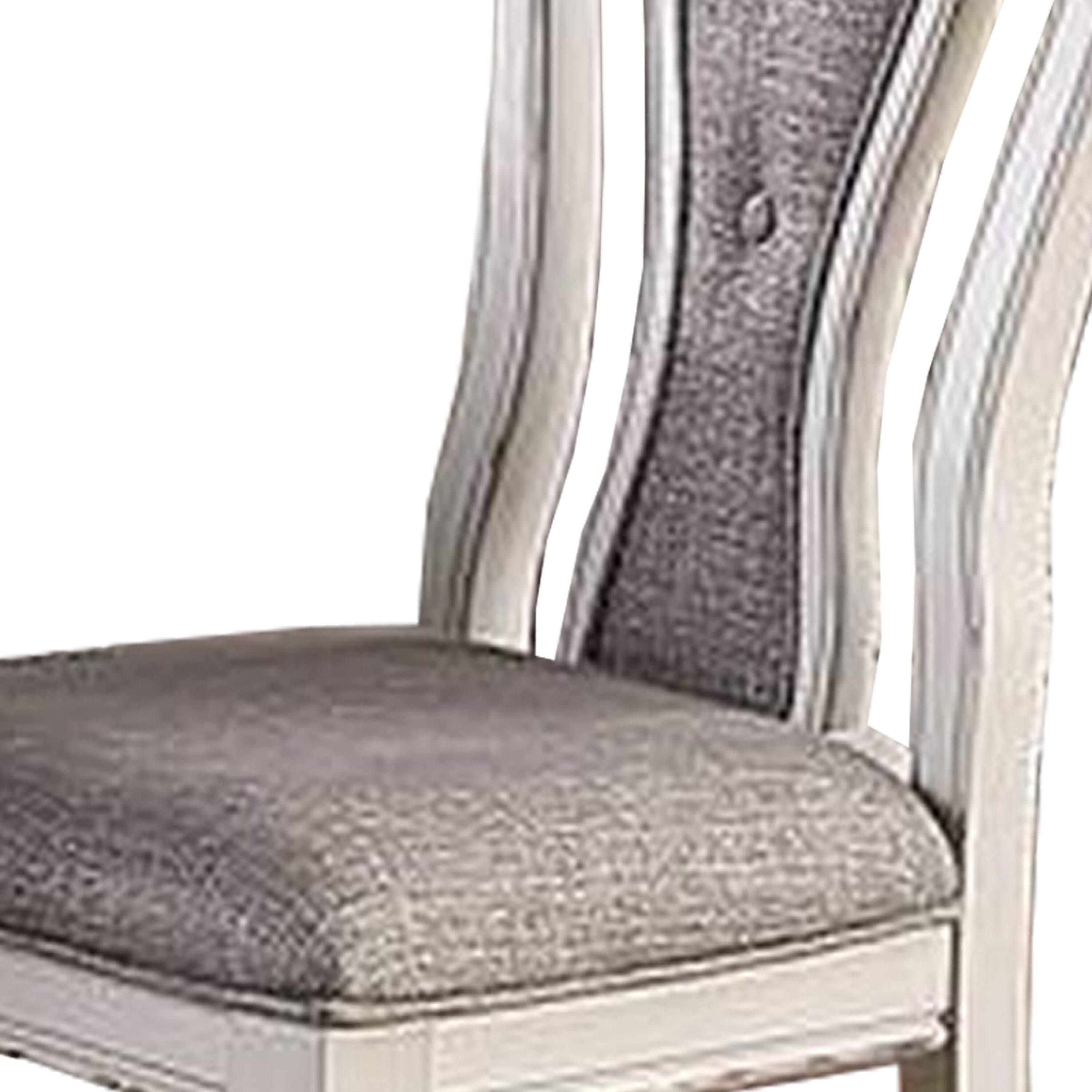 Back. Manhattan Lane - Dining Chair with Button Tufted Backrest, Padded Seat, Set of 2 - White and Gray.