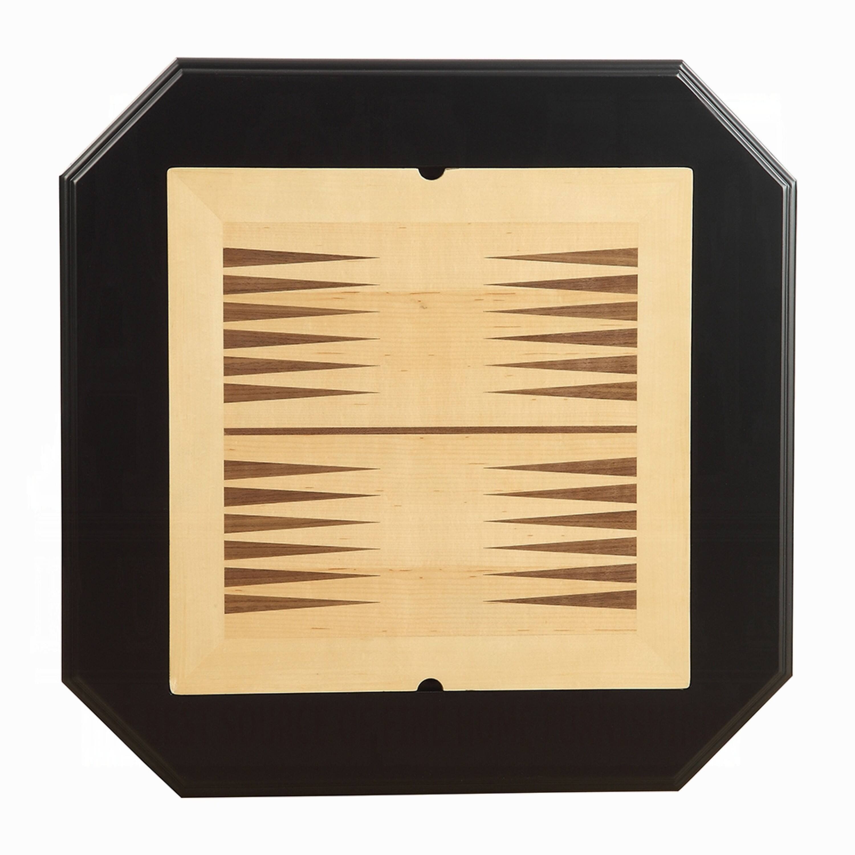Alt View 5. Manhattan Lane - Boen Game Table for Backgammon, Piece Drawer, 28 Inch Top, Black Turned Base - Black, Brown.