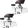 Lepro - 1000LM Solar Motion Sensor Light, 6500K, Separate Solar Panel, 3 Adjustable Heads, IP65 Waterproof for Porch Yard Garage - Black