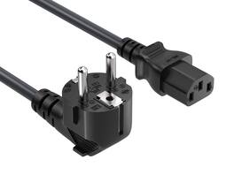 Cable Leader - European Schuko CEE 7/7 to IEC C13 Right-Angle Power Cord, 18 AWG H05VV-F 3G, 10A/250V - Black
