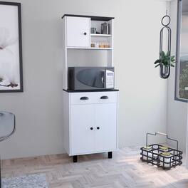 TuHome - Salen Kitchen Pantry - White/Black