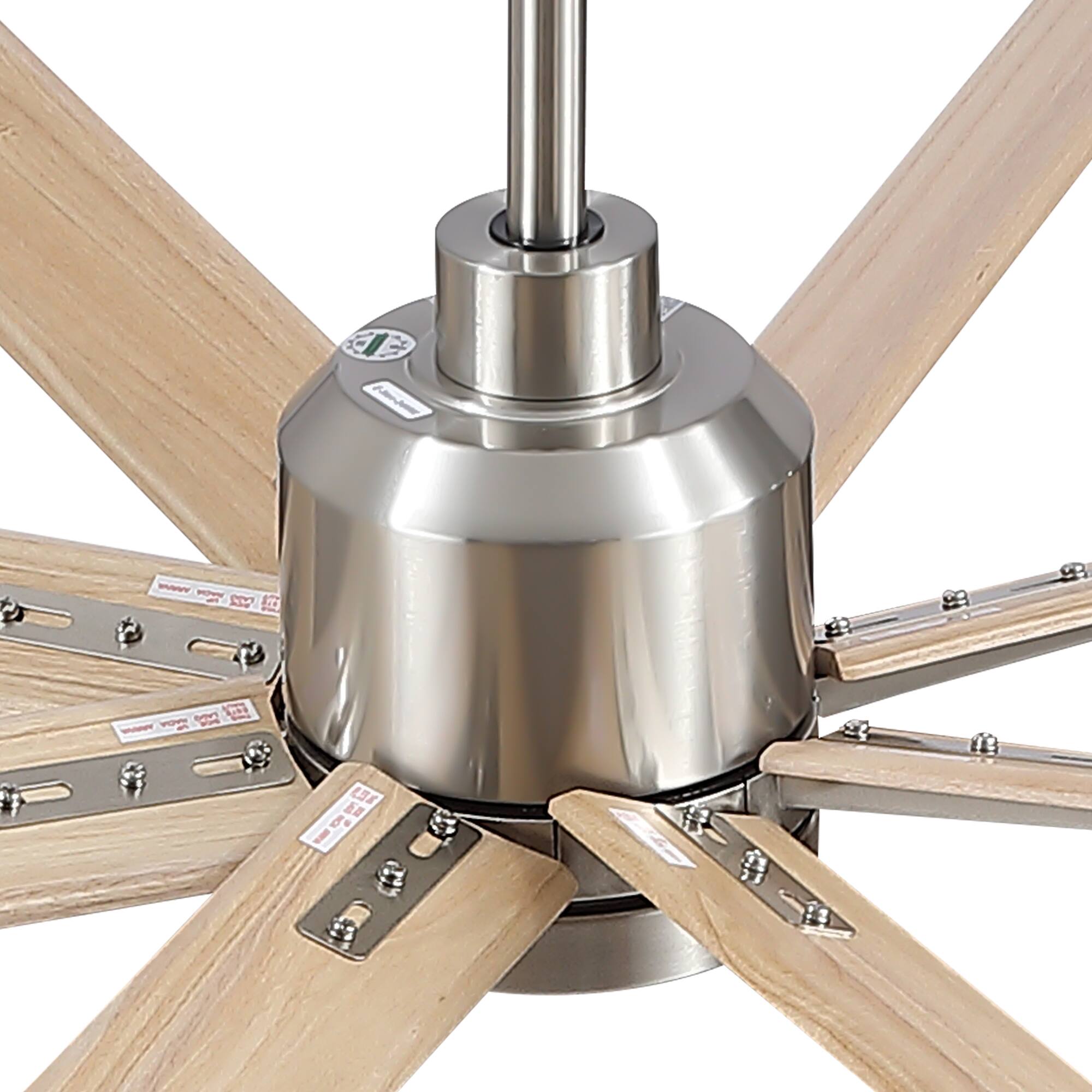 Left. Sofucor - Large 84'' Ceiling Fan with Lights Modern Industrial Ceiling Fan 8 Blades for Living Room Farmhouse Quiet Reversible DC - Nickel.