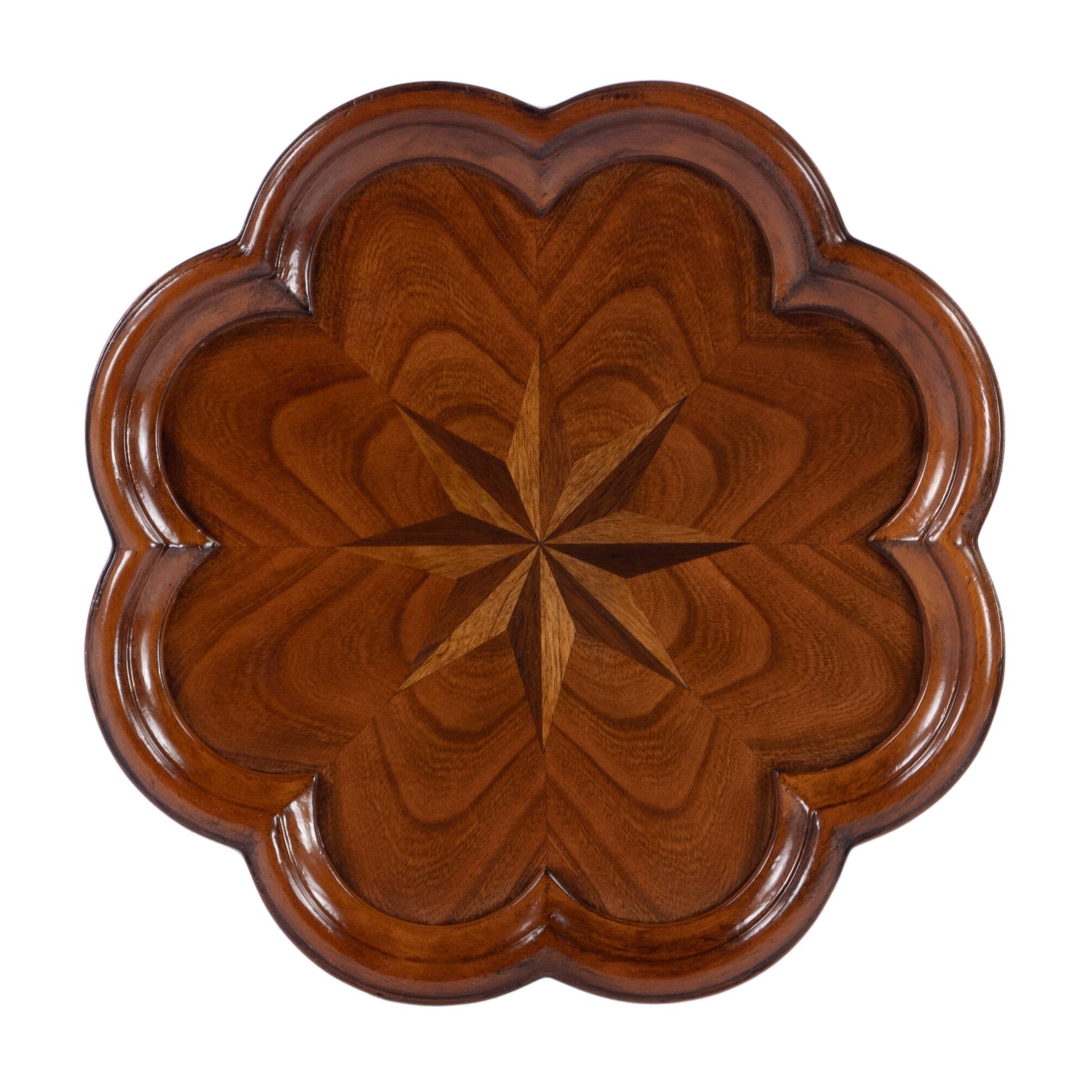Alt View 3. Butler Specialty - Whitman 12 in. W Round Wood 4 Leg Pedestal Base Scalloped Edge Side Table - Medium Brown.
