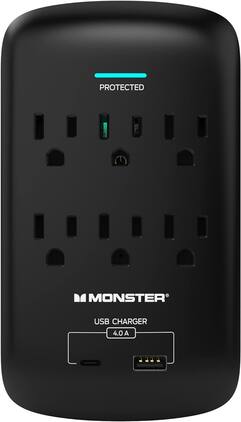 Monster - Wall Tap Plug 6-Outlet Extender with Outlet Surge Protector - Black