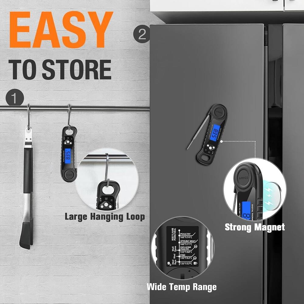 EASY TO STORE

1. Large Hanging Loop
2. Strong Magnet
Wide Temp Range

AMMZO

BEEF, PORK, VEAL, POULTRY, FISH, SEAFOOD, MEAT, POULTRY, FISH, SEAFOOD, MEAT, POULTRY, FISH, SEAFOOD, MEAT, POULTRY, FISH, SEAFOOD, MEAT, POULTRY, FISH, SEAFOOD, MEAT, POULTRY, FISH, SEAFOOD, MEAT, POULTRY, FISH, SEAFOOD, MEAT, POULTRY, FISH, SEAFOOD, MEAT, POULTRY, FISH, SEAFOOD, MEAT, POULTRY, FISH, SEAFOOD, MEAT, POULTRY, FISH, SEAFOOD, MEAT, POULTRY, FISH, SEAFOOD, MEAT, POULTRY, FISH, SEAFOOD, MEAT, POULTRY, FISH, SEAFOOD, MEAT, POULTRY, FISH, SEAFOOD, MEAT, POULTRY, FISH, SEAFOOD, ME