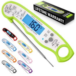 Zulay Kitchen - Waterproof Digital Meat Thermometer with Backlight, Calibration & Internal Magnetic Mount - Green
