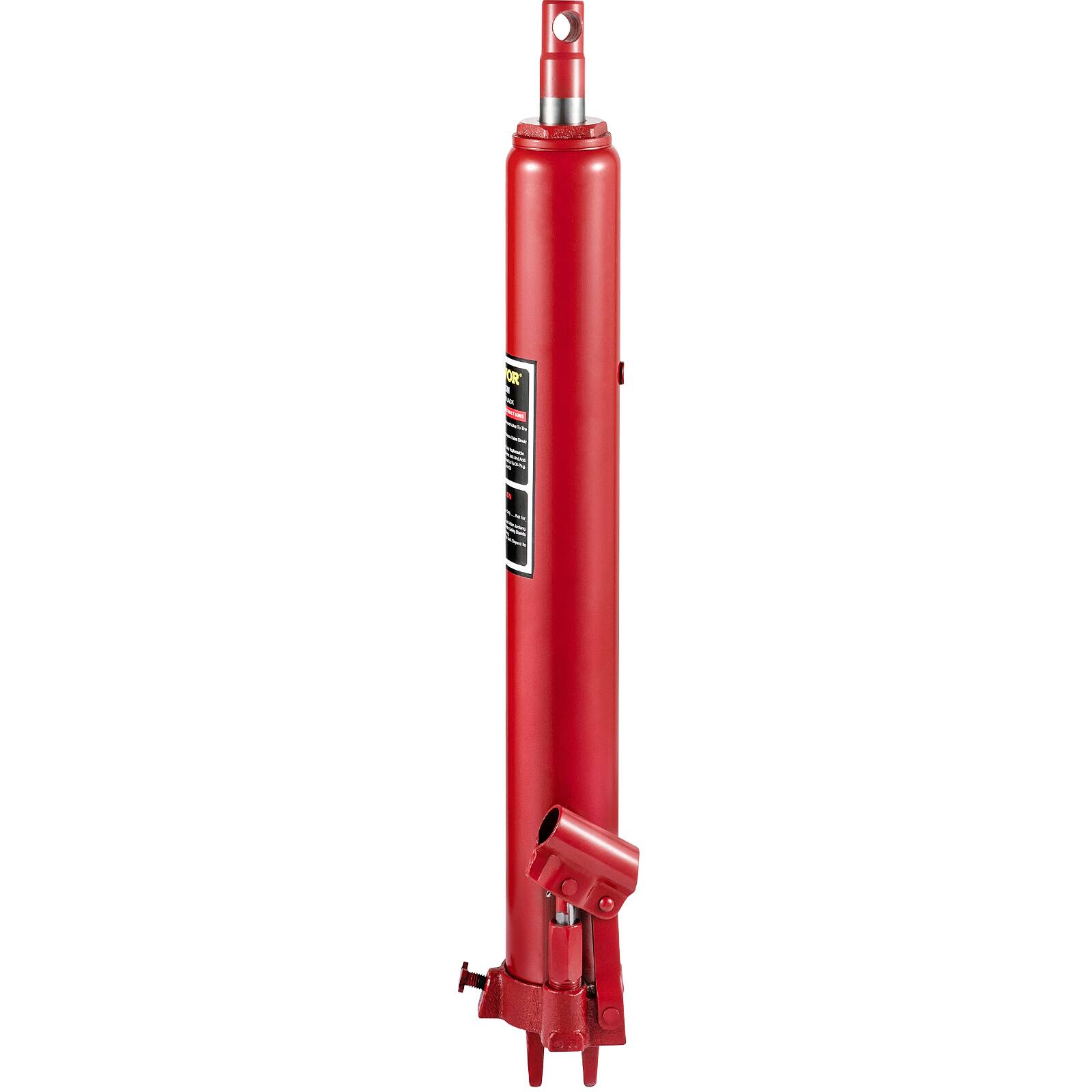 Alt View 5. VEVOR - Hydraulic Long Ram Jack, 3 Tons/6600 lbs Capacity, with Single Piston Pump and Clevis Base, Manual Cherry Picker - Red.