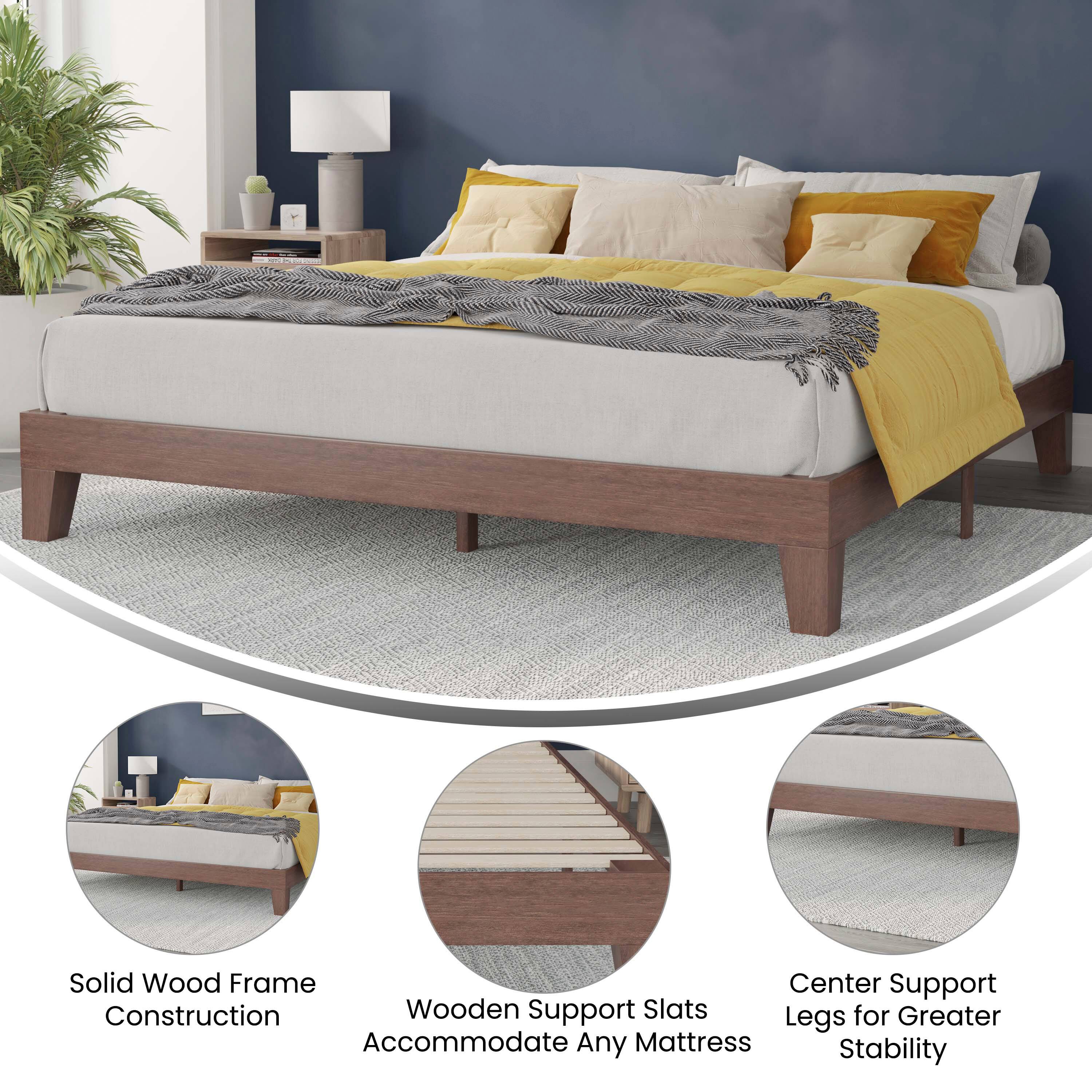 Solid Wood Frame Construction  
Wooden Support Slats Accommodate Any Mattress  
Center Support Legs for Greater Stability