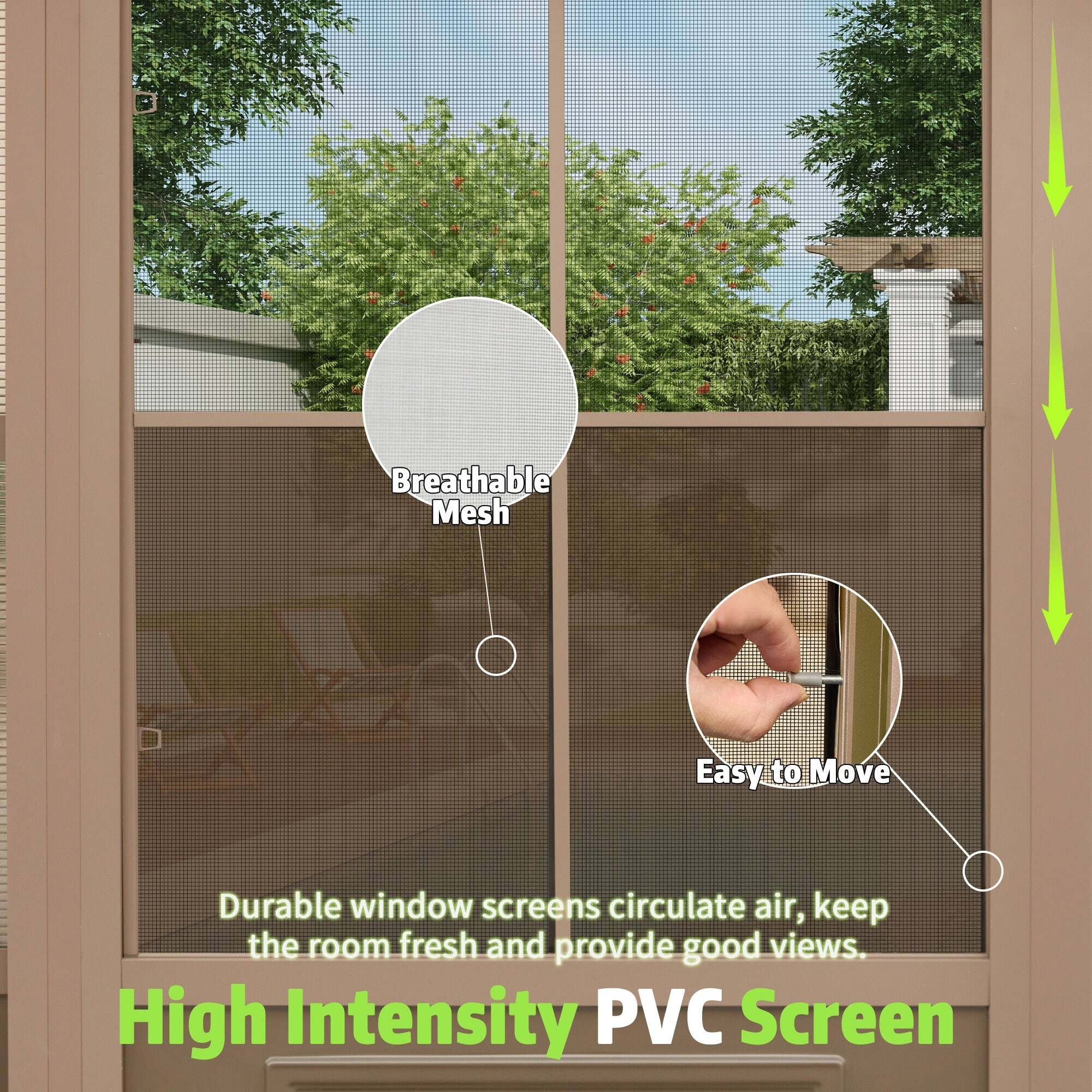 Breathable Mesh  
Easy to Move  
Durable window screens circulate air, keep the room fresh and provide good views.  
High Intensity PVC Screen
