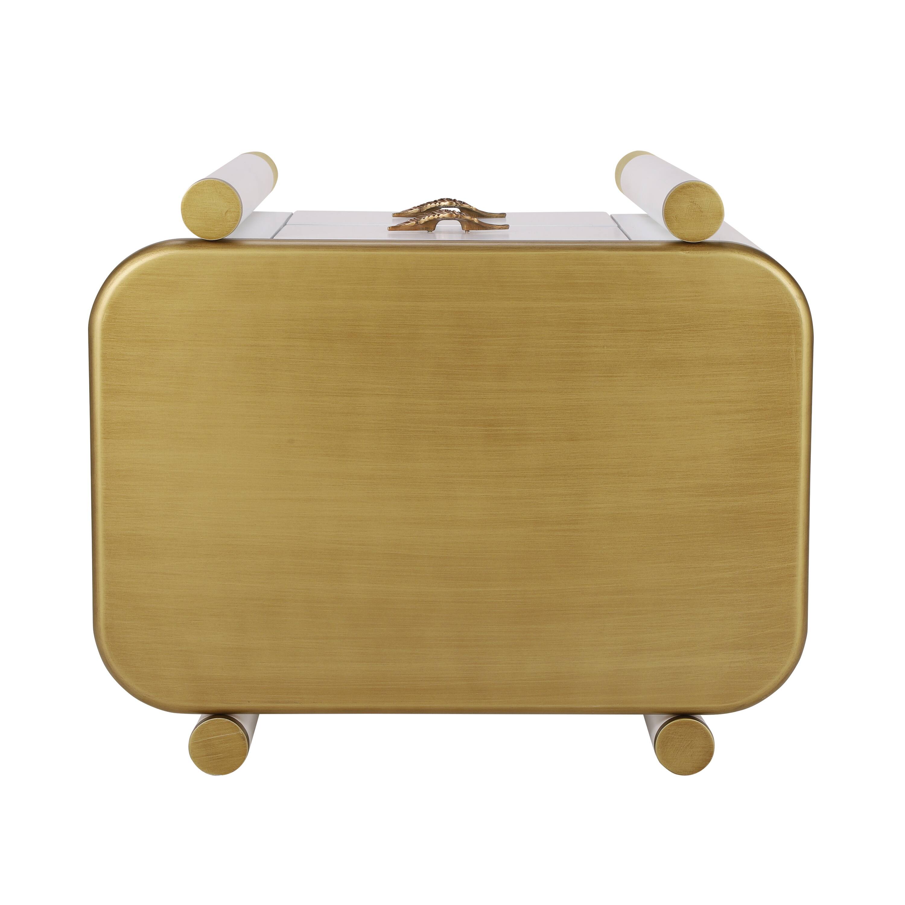 Alt View 1. Whisen - 2-Drawer Nightstand with Curved Profile,Bedside Table with Feather-Shaped Handles and High Legs - White.