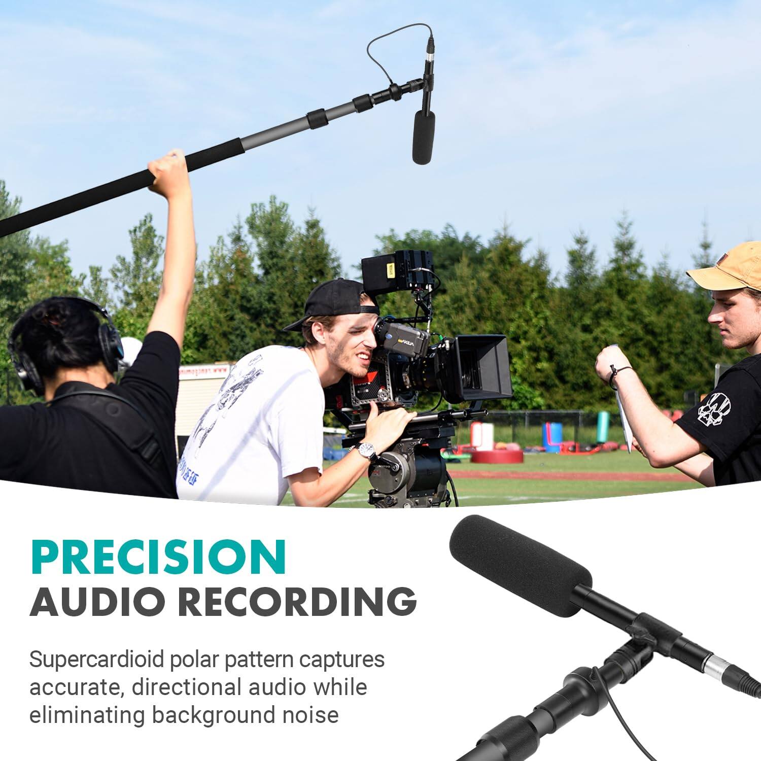 PRECISION AUDIO RECORDING

Supercardioid polar pattern captures accurate, directional audio while eliminating background noise