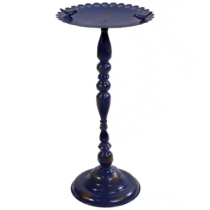 Front. Sunnydaze - Feathered Friends Iron Pedestal Bird Feeder - 26" H - Blue.