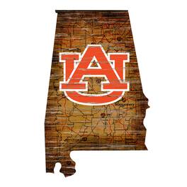 Fan Creations - Auburn Tigers 23.5" x 23.5" Distressed State with Logo Sign - Multicolor
