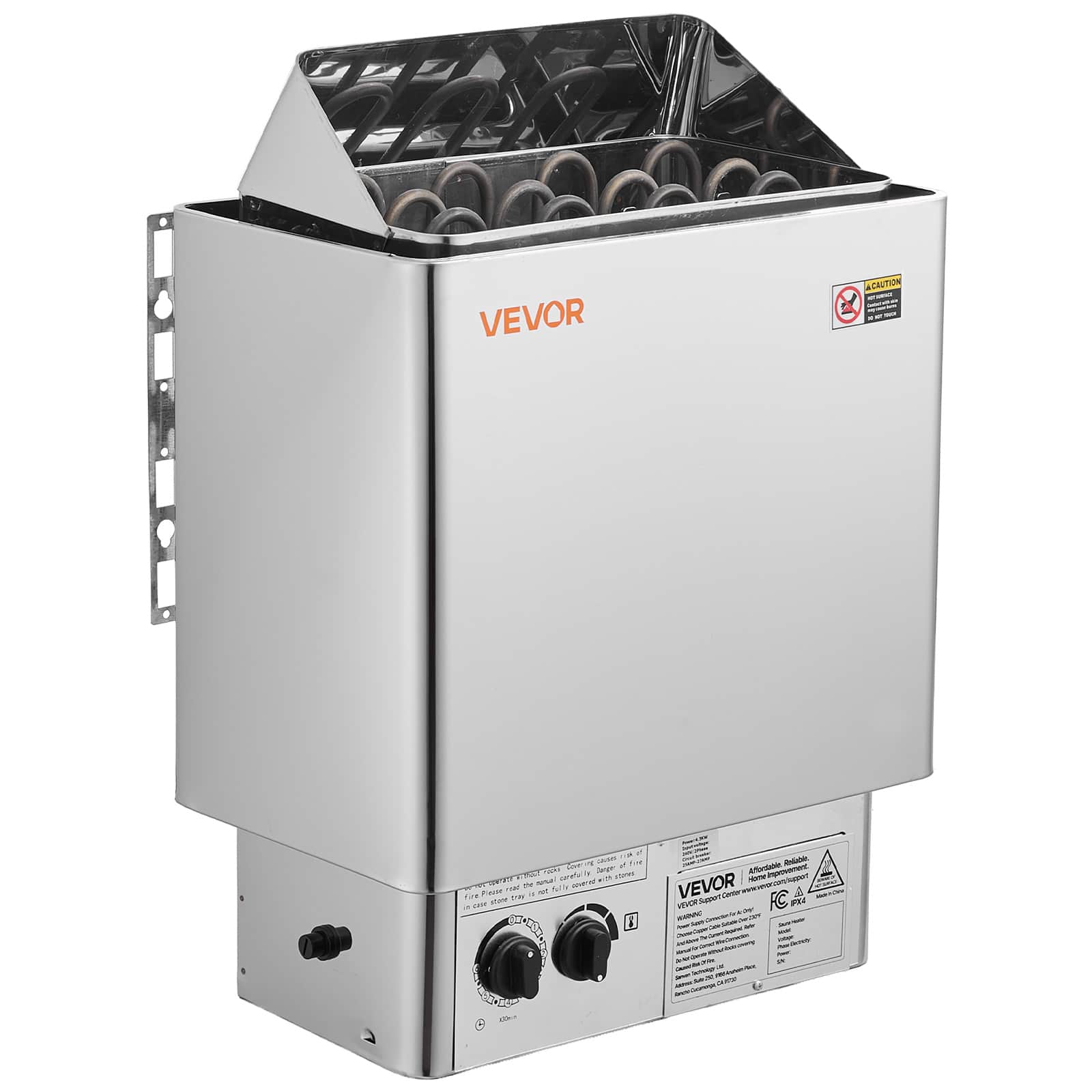VEVOR - Sauna Heater, 6KW 240V Electric Sauna Stove, Dry Steam Bath Saunas Stove with Pre-Drilled Bracket, Fit 176.5 to 317.8 CU - Stainless Steel Finish