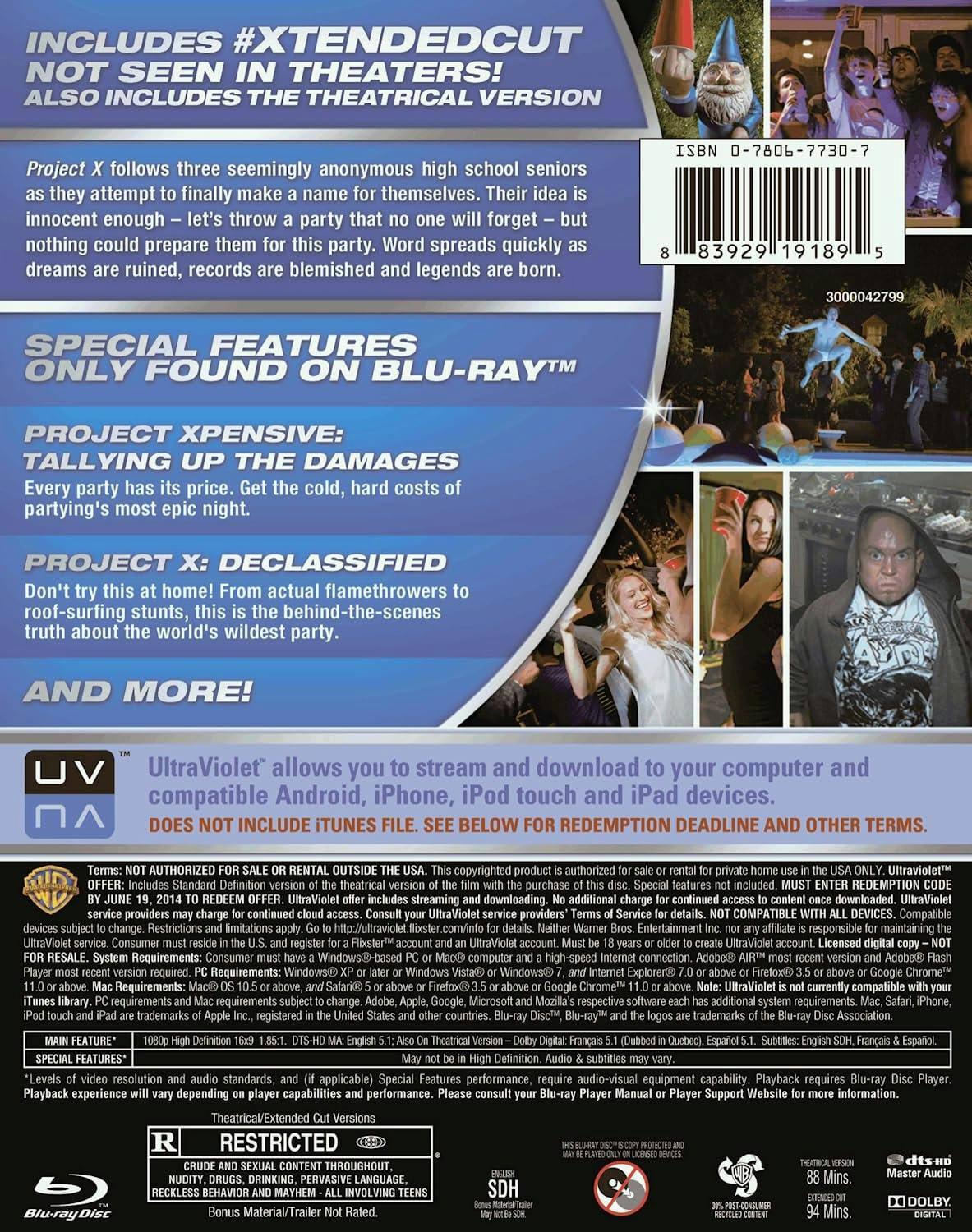 Back. Project X - #Xtendedcut [Blu-ray].