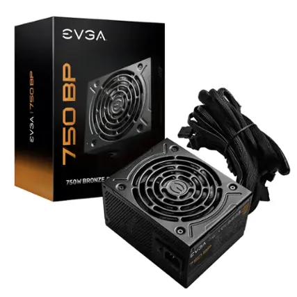 Front. EVGA - 750 BP, 80+ BRONZE 750W, 100-BP-0750-K1, Power supply.
