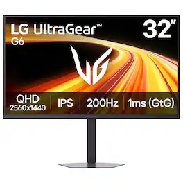 LG - 32" UltraGear G6 IPS QHD 200Hz 1ms G-SYNC Compatible FreeSync Premium Gaming Monitor with HDR10 (HDMI, DisplayPort) - Black