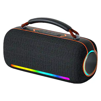 Front. Dazzed Corner - Bluetooth Speaker, Portable Wireless Speaker with RGB Lights - Black.