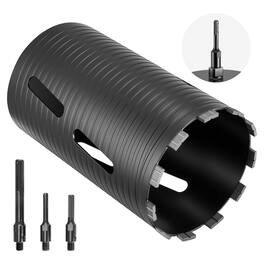 VEVOR - Core Drill Bit, 6 inch Diameter, 9-1/2 inch Drilling Depth, 5/8-11 Internal Thread, Diamond Dry Coring Bit - Black