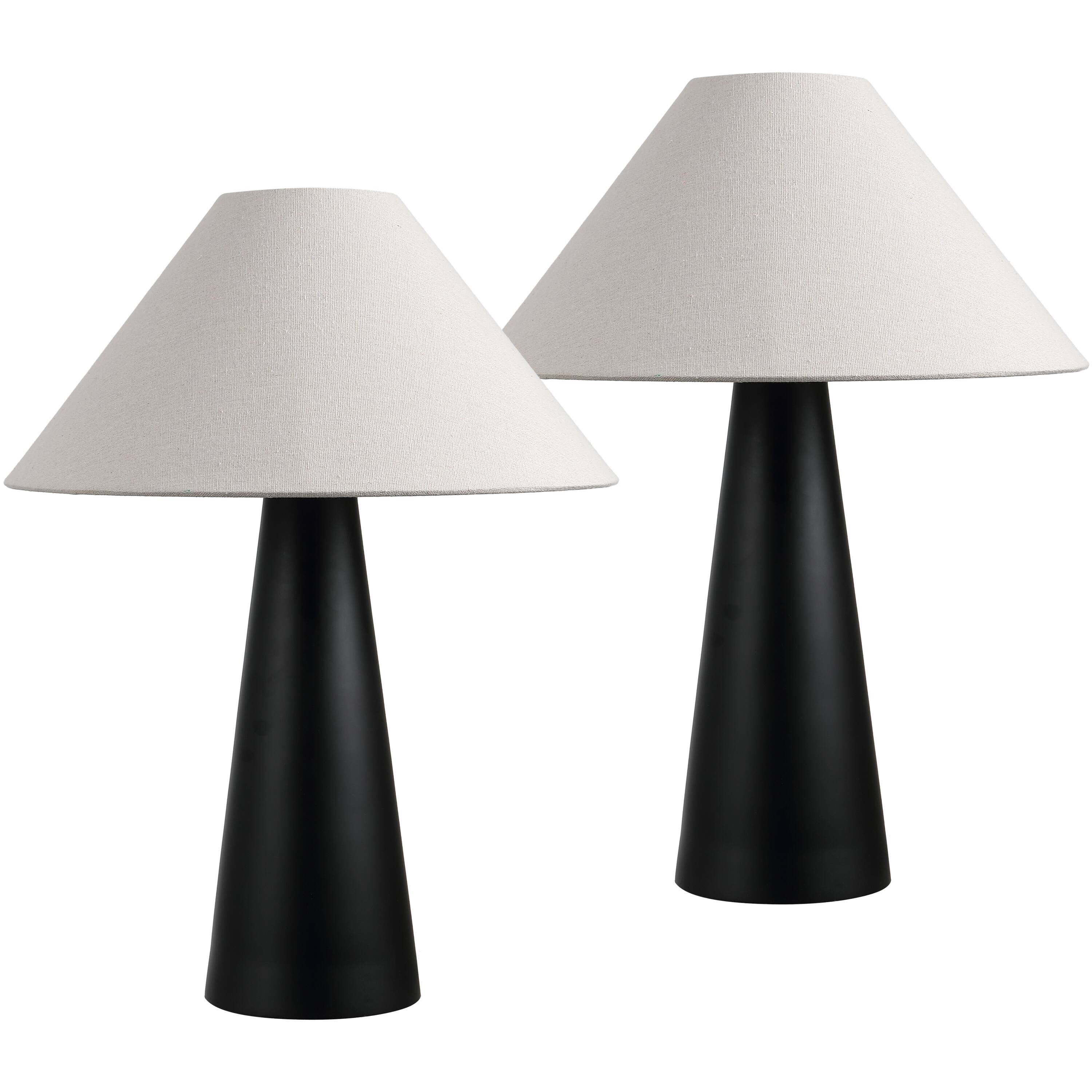 Alt View 7. Jonathan Y - Harrison 22.5 in. Modern Contemporary Sculptural Tapered Cone Resin LED Table Lamp, Matte Black (Set of 2) - Matte Black.