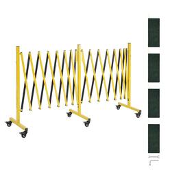 VEVOR - Double Expandable Barricades, 25FT Industrial Safety Barriers, Flexible Mobile Barricade with Locking Casters - Yellow