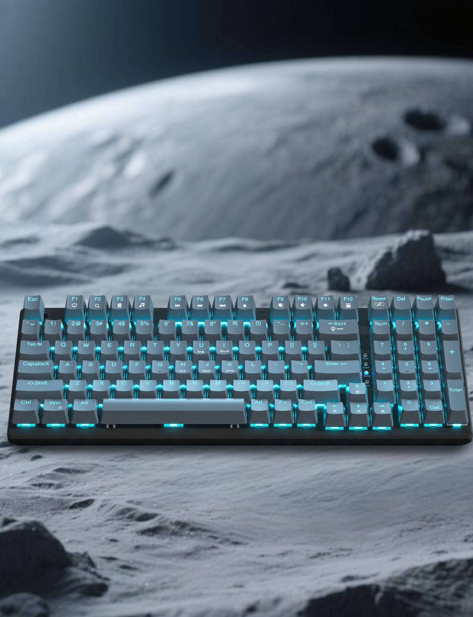 Esc F1 F2 F3 F4 F5 F6 F7 F8 F9 F10 F11 F12 Home Del Pause PrtSc

1 2 3 4 5 6 7 8 9 0 - = Backspace

Tab Q W E R T Y U I O P [ ] \

Capslock A S D F G H J K L ; ' Enter

Shift Z X C V B N M , . / Shift

Ctrl Win Alt Fn Spacebar Alt Ctrl

Num 7 8 9 + 4 5 6 - 1 2 3 0 . Enter

Back Num / * -