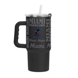 Logo Brands - Miami Marlins 24oz. Replay Powder Coat Tumbler - Black