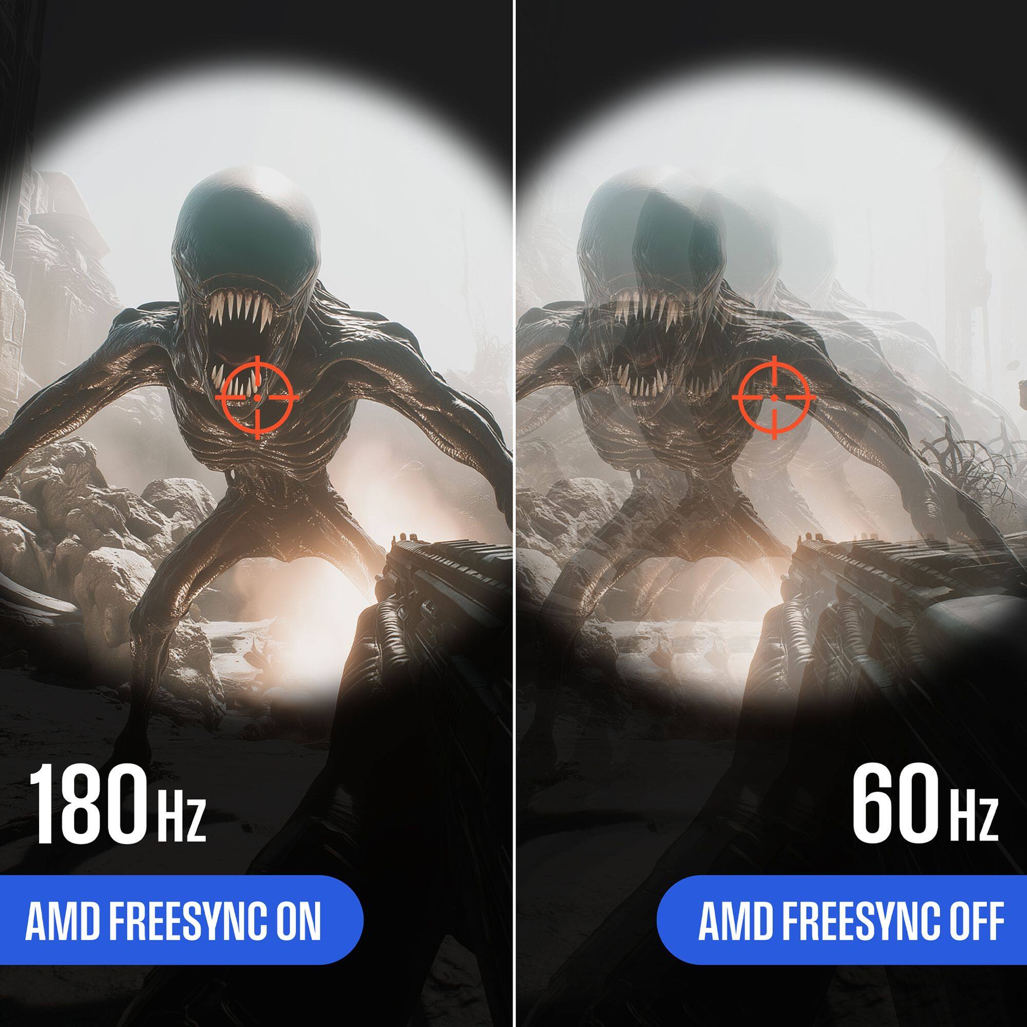 180Hz: AMD Freesync On 60Hz: AMD Freesync Off