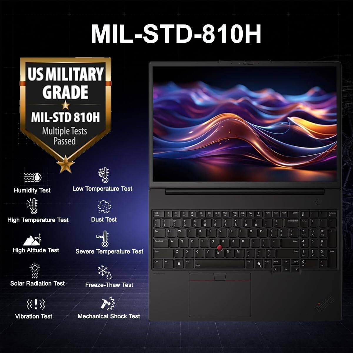 MIL-STD-810H  
US MILITARY GRADE  
MIL-STD 810H Multiple Tests Passed  
Humidity Test  
Low Temperature Test  
High Temperature Test  
Dust Test  
High Altitude Test  
Severe Temperature Test  
Solar Radiation Test  
Freeze-Thaw Test  
Vibration Test  
Mechanical Shock Test
