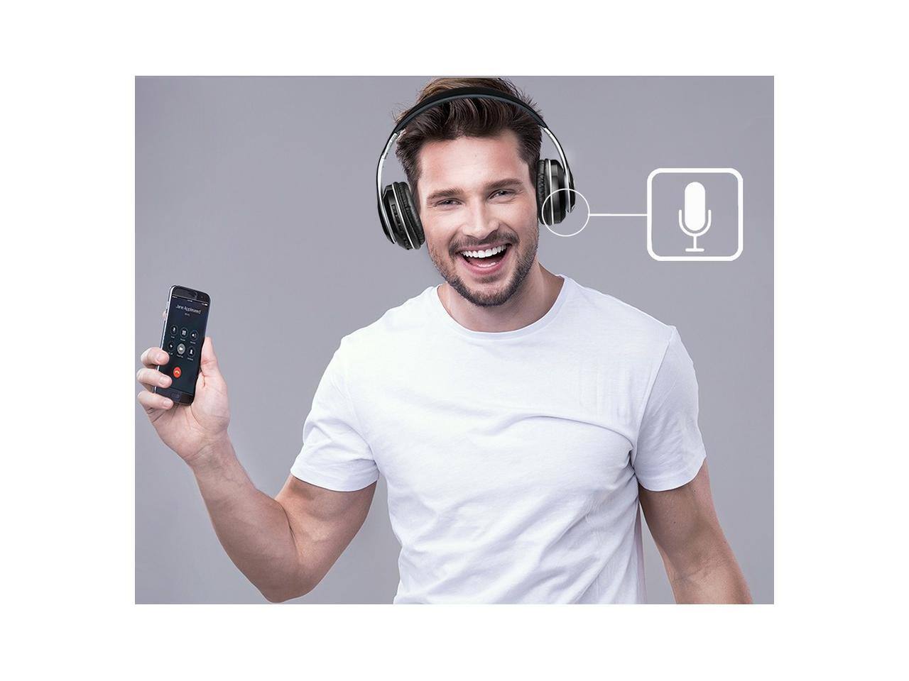 Alt View 5. Adesso - Bluetooth Stereo Headphone with build in microphone - Black.