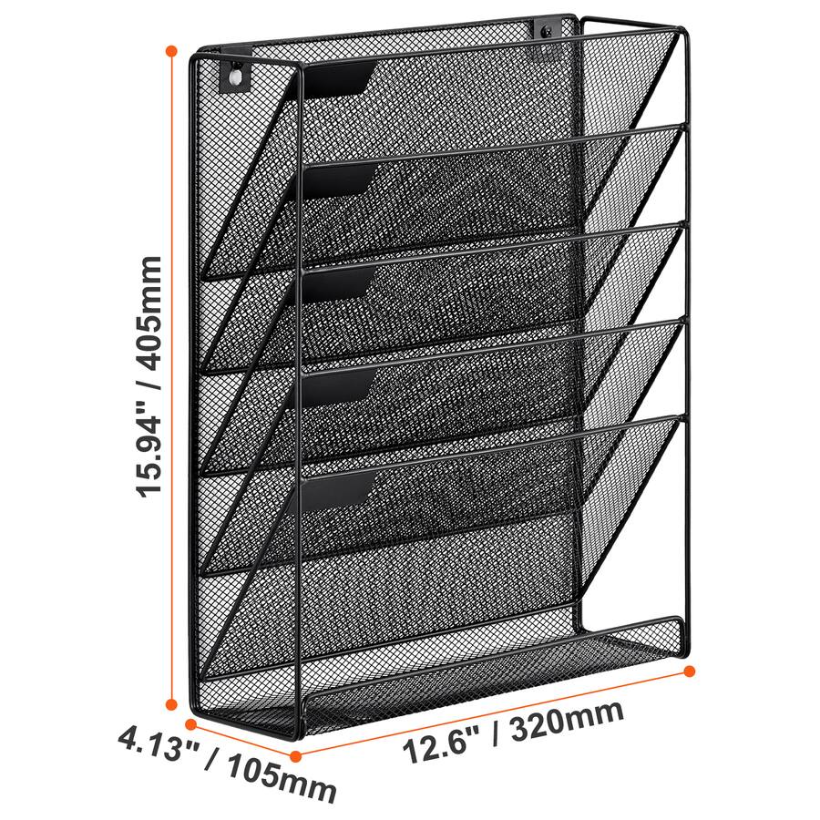 VEVOR File Wall Rack, One Piece 6 Pockets Mesh Wall File Holder, Wall ...