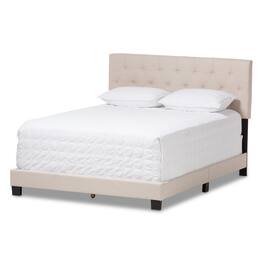 Baxton Studio - Cassandra Modern and Contemporary Fabric Upholstered Bed - Light Beige