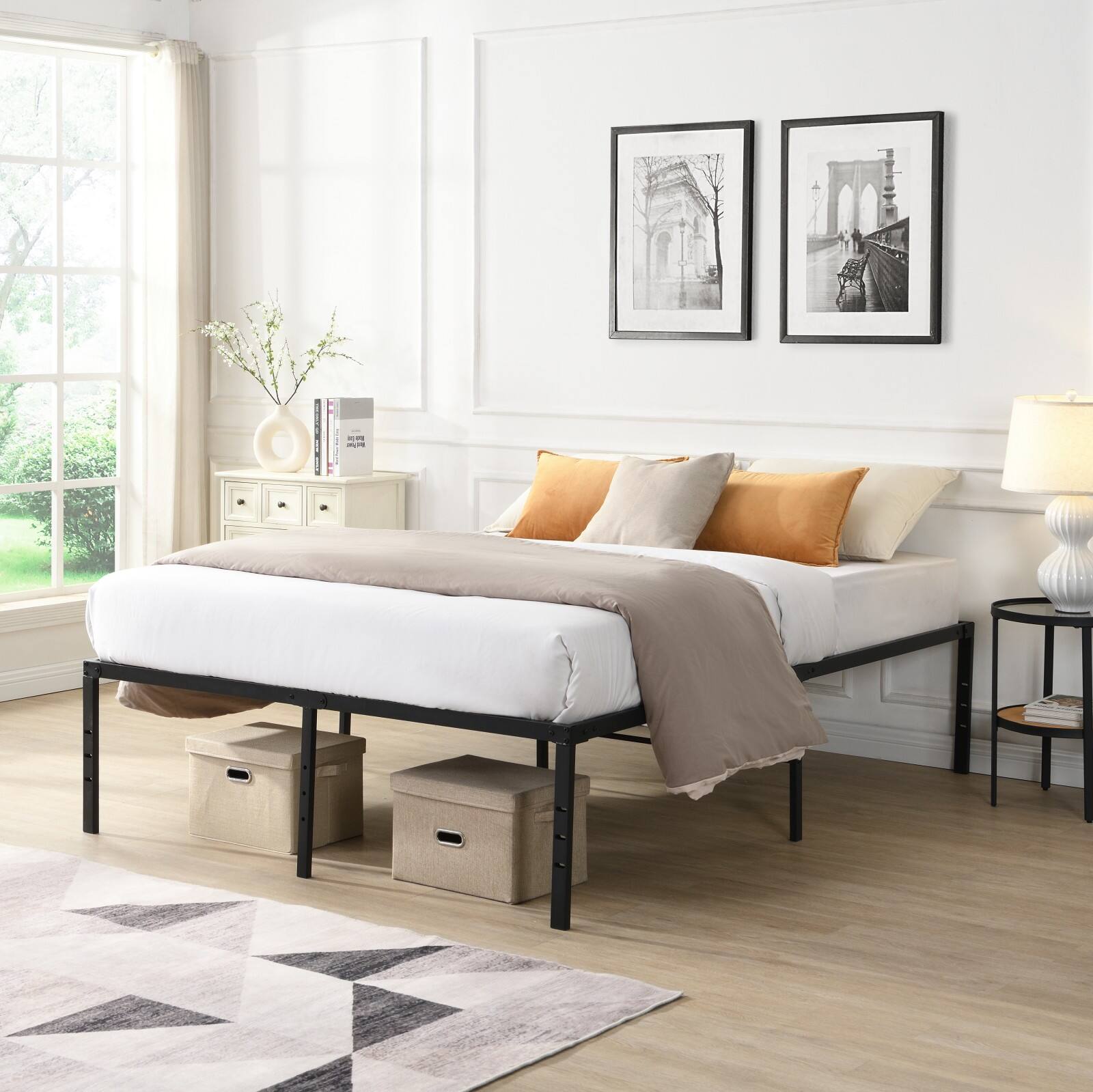 Alt View 3. Ecooso - King Size Bed Frame , Heavy Duty Metal Bed Frame , Quick & Easy Assembly, No Noise - Black.