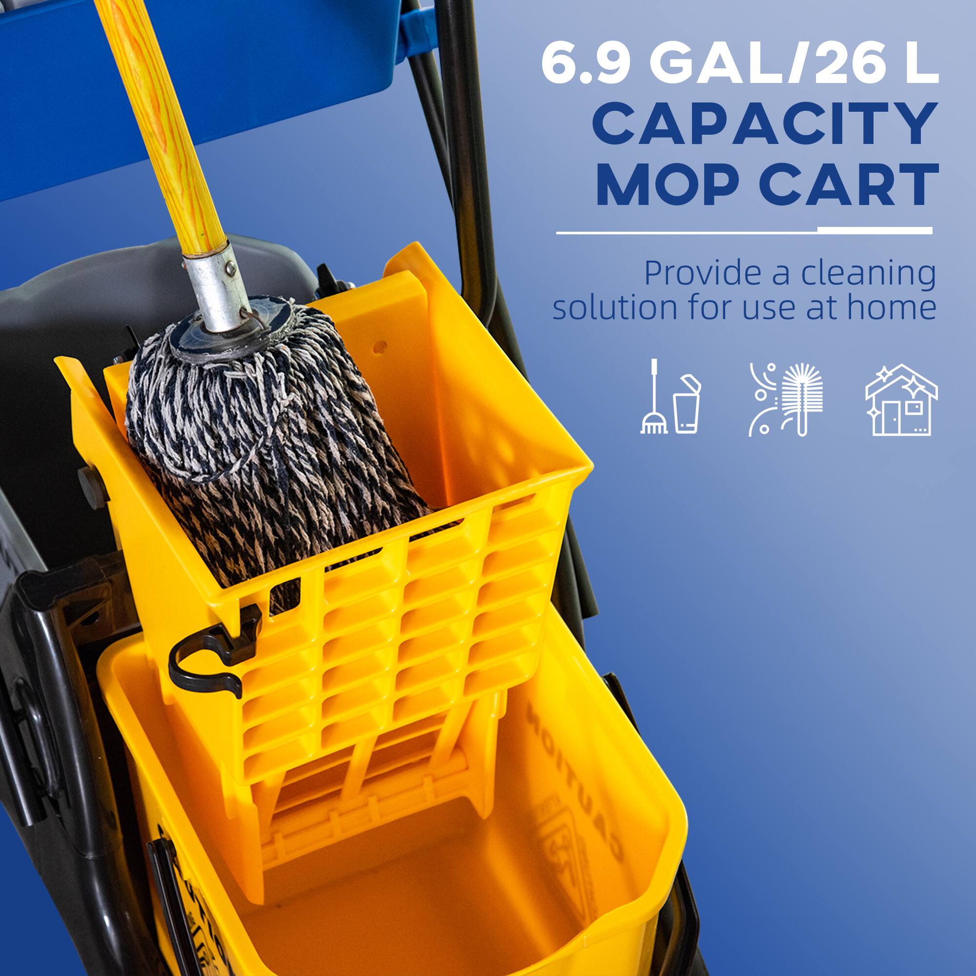 6.9 GAL/26 L CAPACITY MOP CART

Provide a cleaning solution for use at home