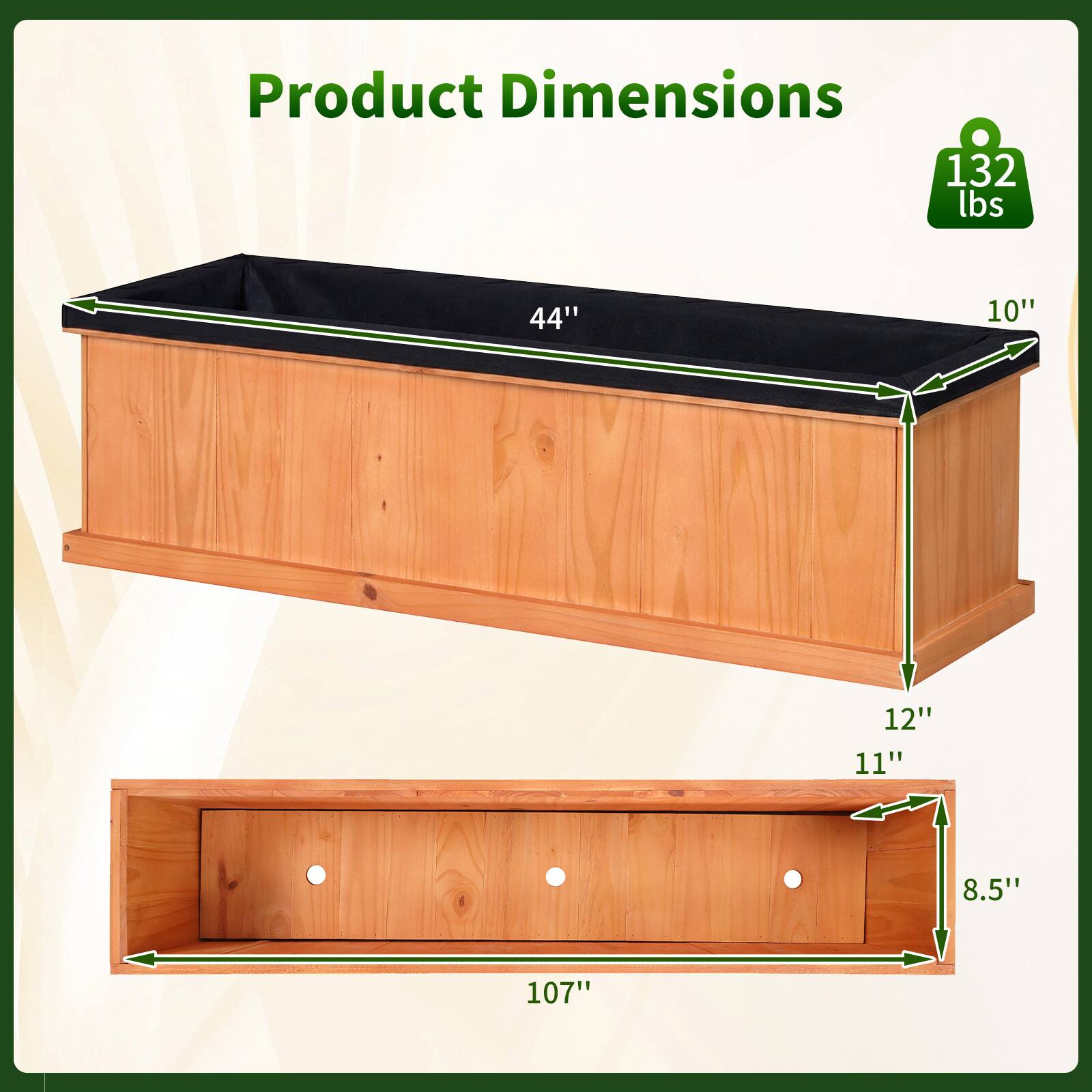 Product Dimensions: 132 lbs, 44" x 10" x 12" x 11" x 8.5" x 107"