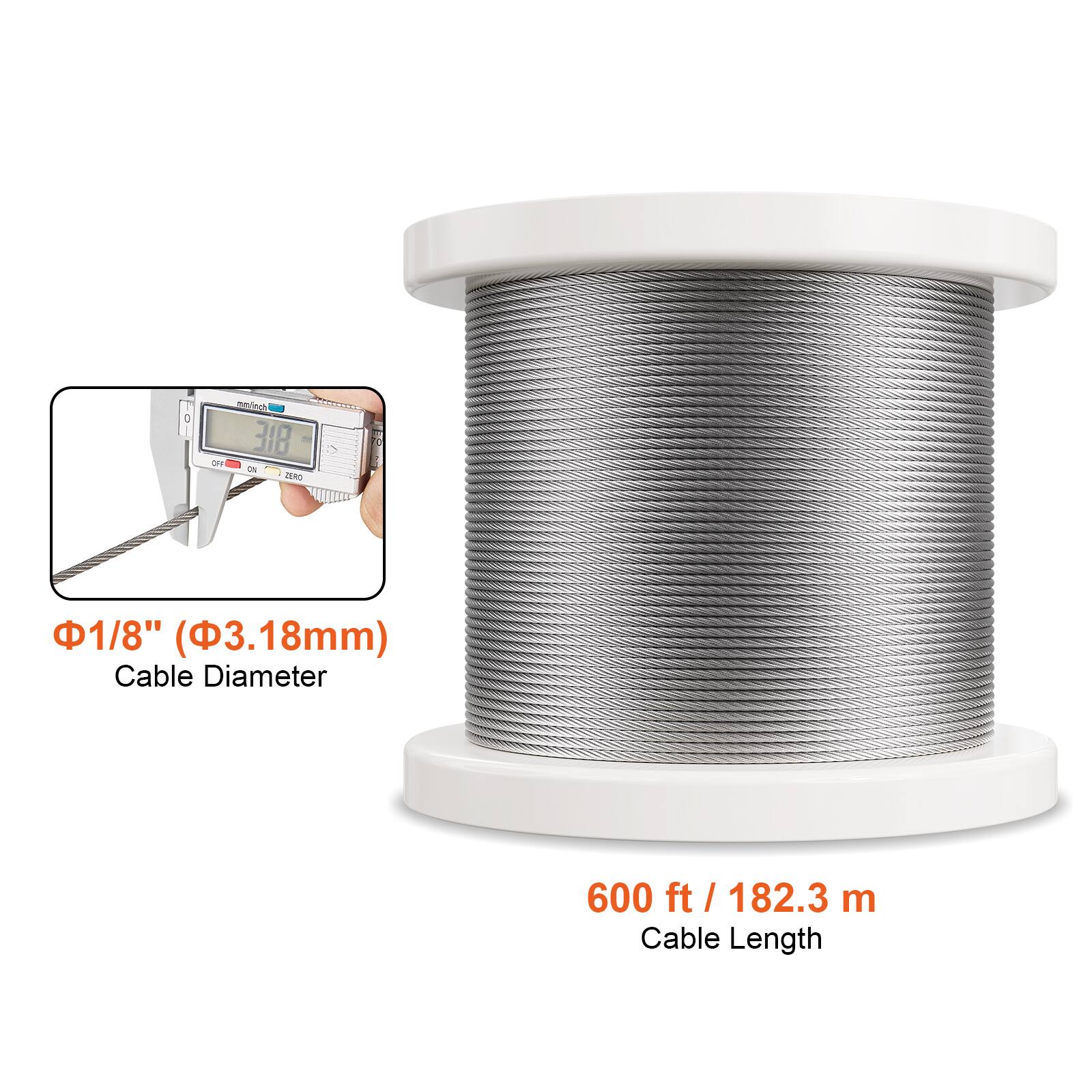 C matnsh 318 -e - - ZERO 7 2 1/8" (3.18mm) Cable Diameter 600 ft / 182.3 m Cable Length