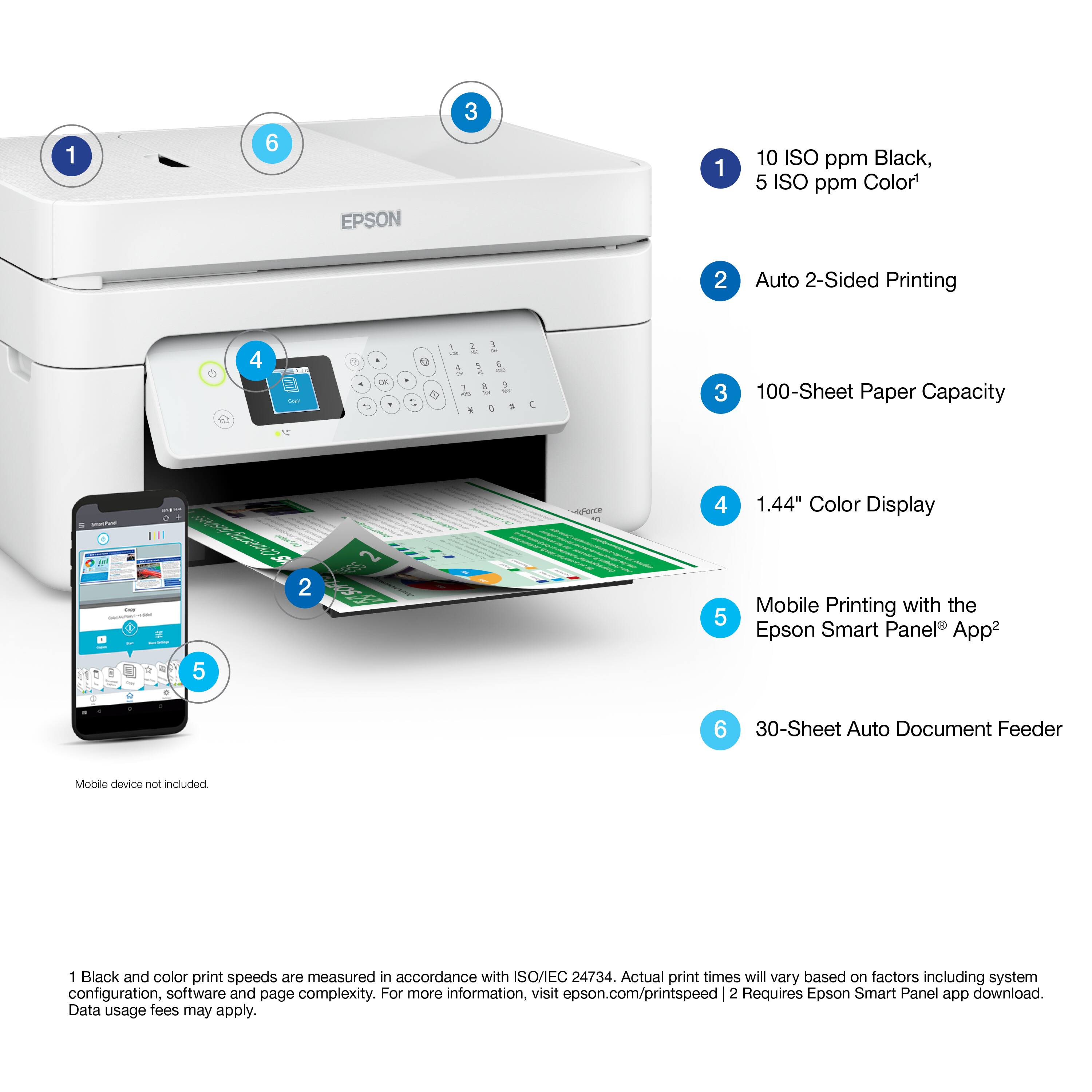 Epson WorkForce WF 2940 Wireless All in One Inkjet Printer White - Best Buy