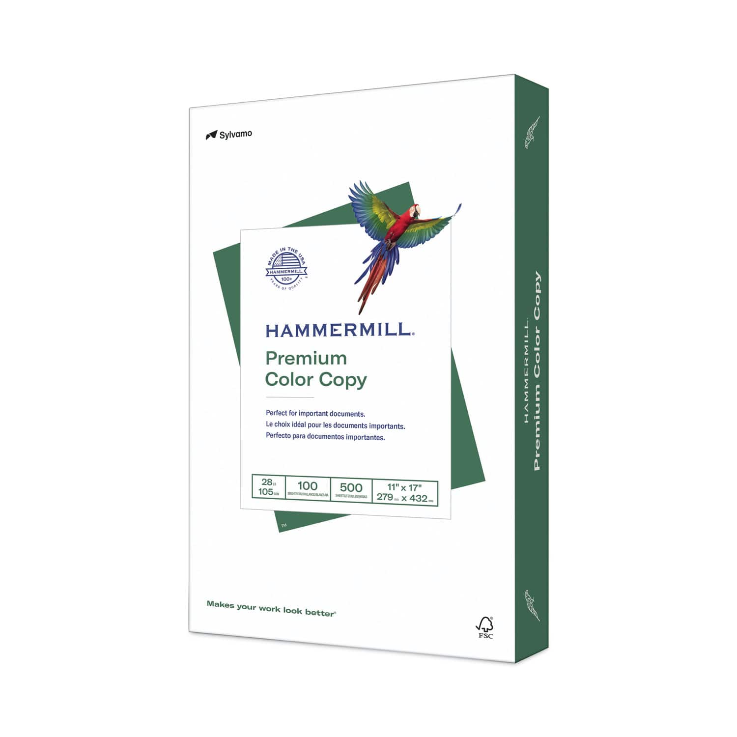 Hammermill - Premium Color Copy Print Paper, 100 Bright, 28 lb Bond Weight, 11 x 17, Photo White, 500 Sheets