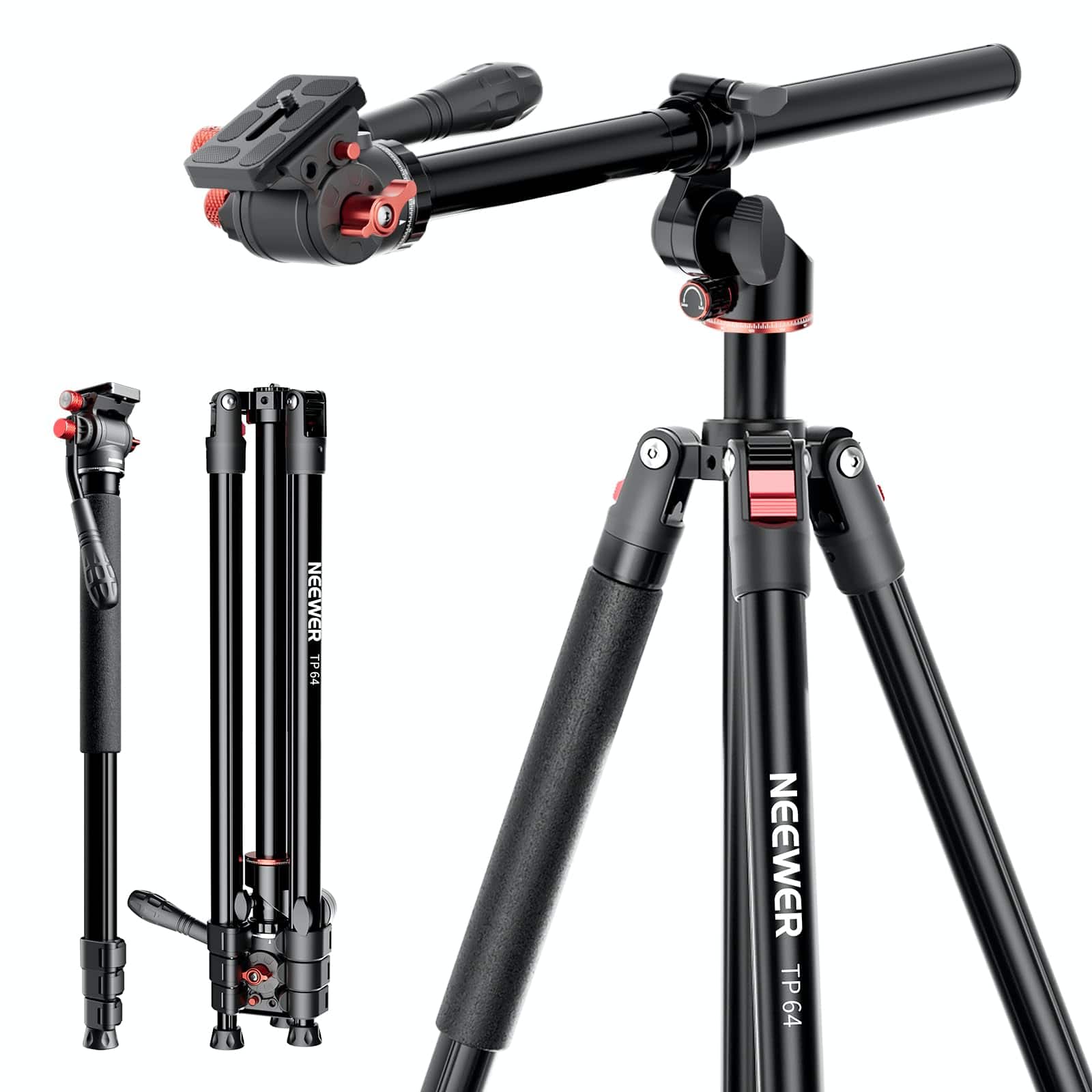 Neewer - Overhead Tripod, 90", Fluid Head, Arca, 13.2lb - Black