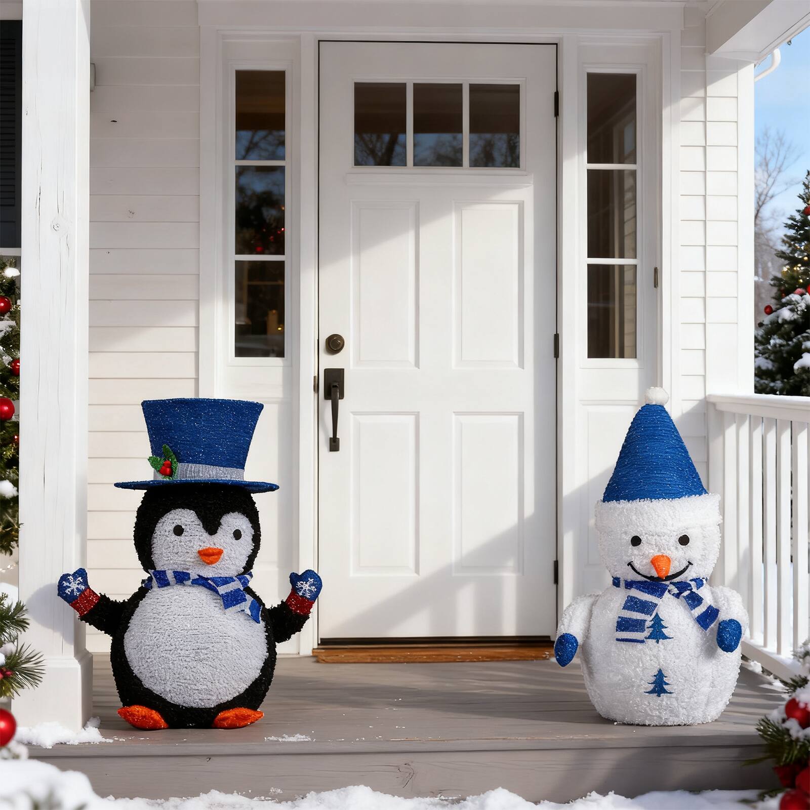Alt View 10. Winado - 2PCS Christmas 28in Plush Penguin and Snowman Pre-lit Pull Up with LED Light for Indoor Outdoor Holiday Party Decoration - Multicolor.