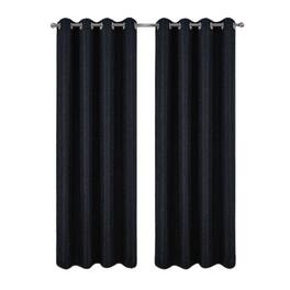 RT Designers Collection - 100% Polyester 140 GSM Lava Jacquard Grommet Curtain Panel 54" x 84" - Black