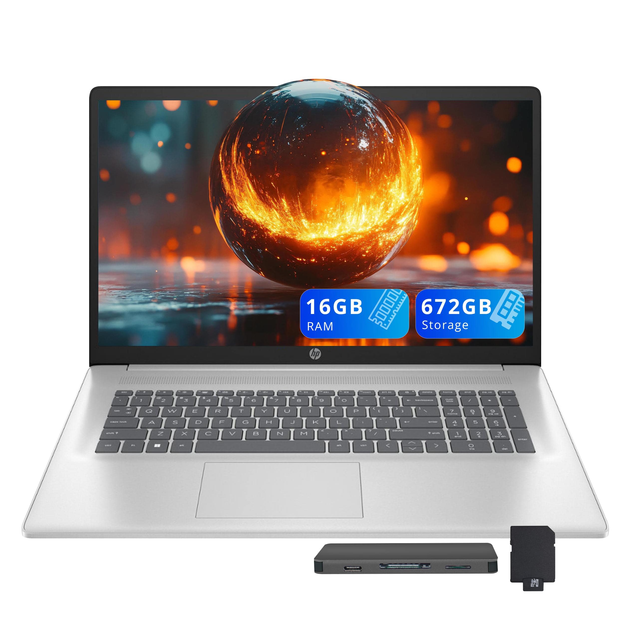 HP - 17.3" FHD IPS Laptop,16GB RAM,512GB SSD+160GB Docking Station Set,AMD Ryzen 5 7430U,AMD Radeon Graphics,Win 11 - Silver