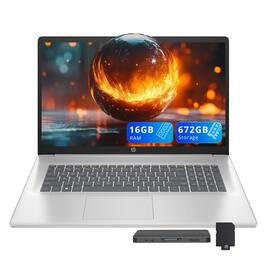 HP - 17.3" FHD IPS Laptop,16GB RAM,512GB SSD+160GB Docking Station Set,AMD Ryzen 5 7430U,AMD Radeon Graphics,Win 11 - Silver