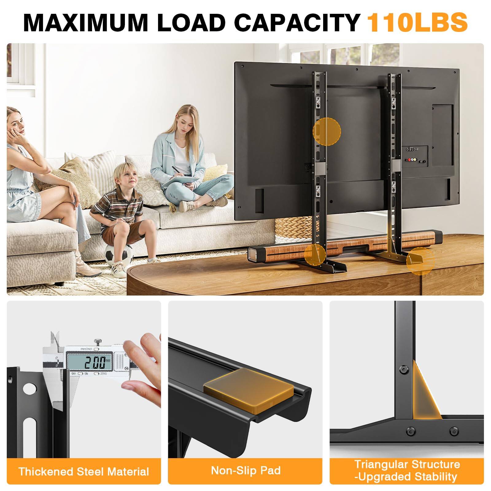 MAXIMUM LOAD CAPACITY 110LBS

- Thickened Steel Material
- Non-Slip Pad
- Triangular Structure - Upgraded Stability